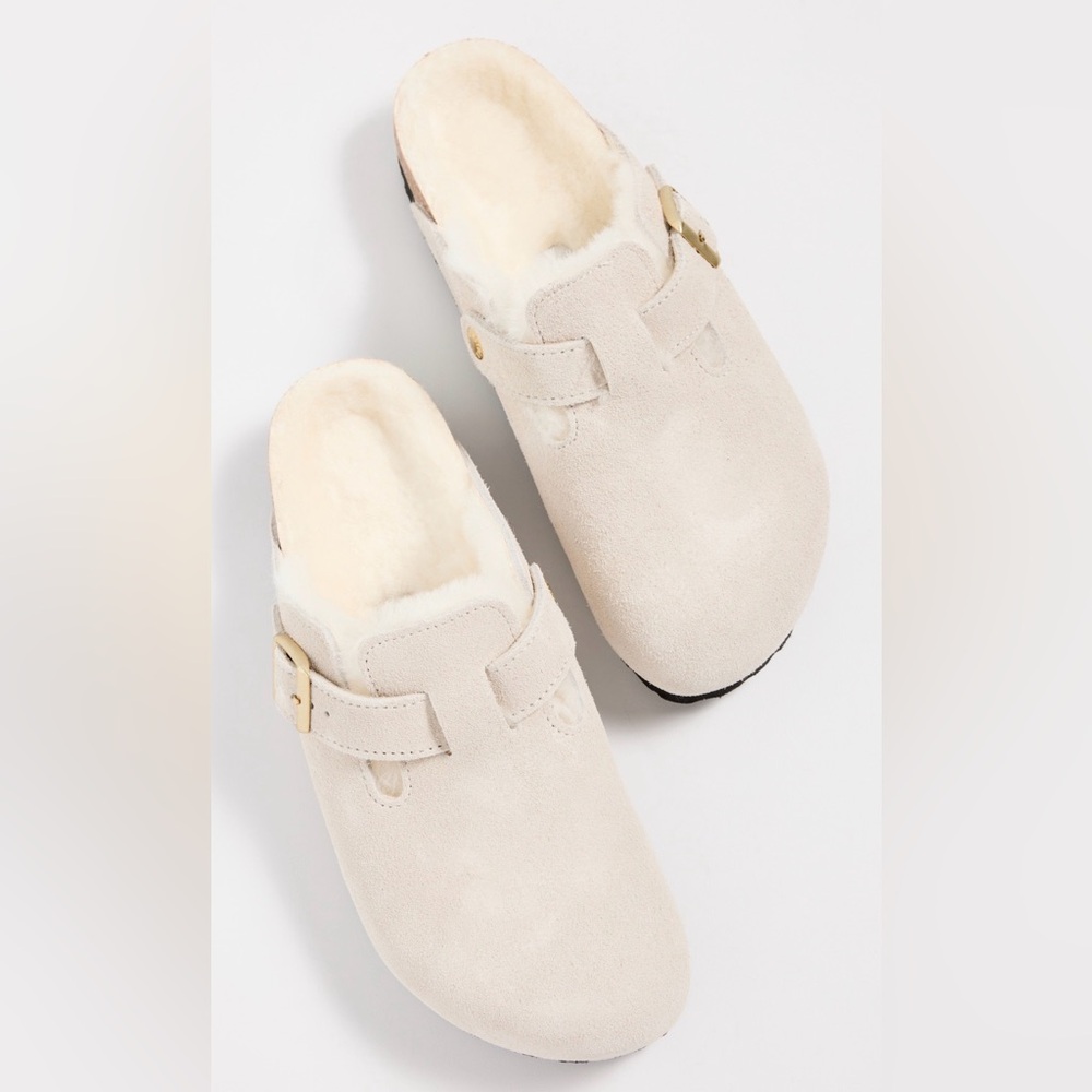 Birkenstock Shearling Boston - Women's Antique White, Size 37